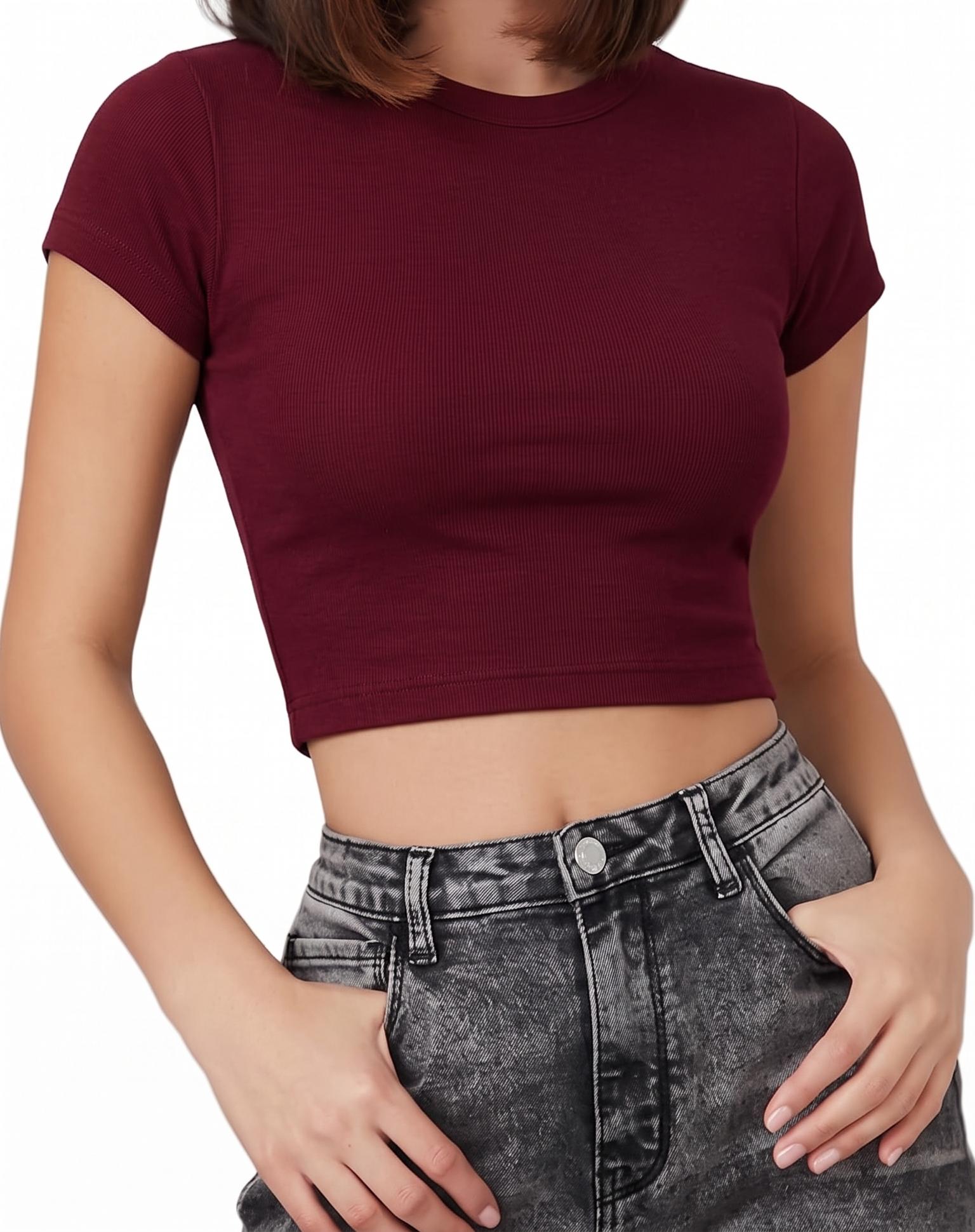BRZ Essential Crop Top - Burgundy